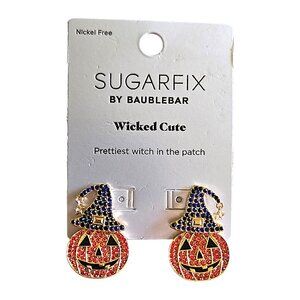 Sugarfix Wicked Cute Prettiest Witch in the Patch Enamel Pumpkin Witch Earrings